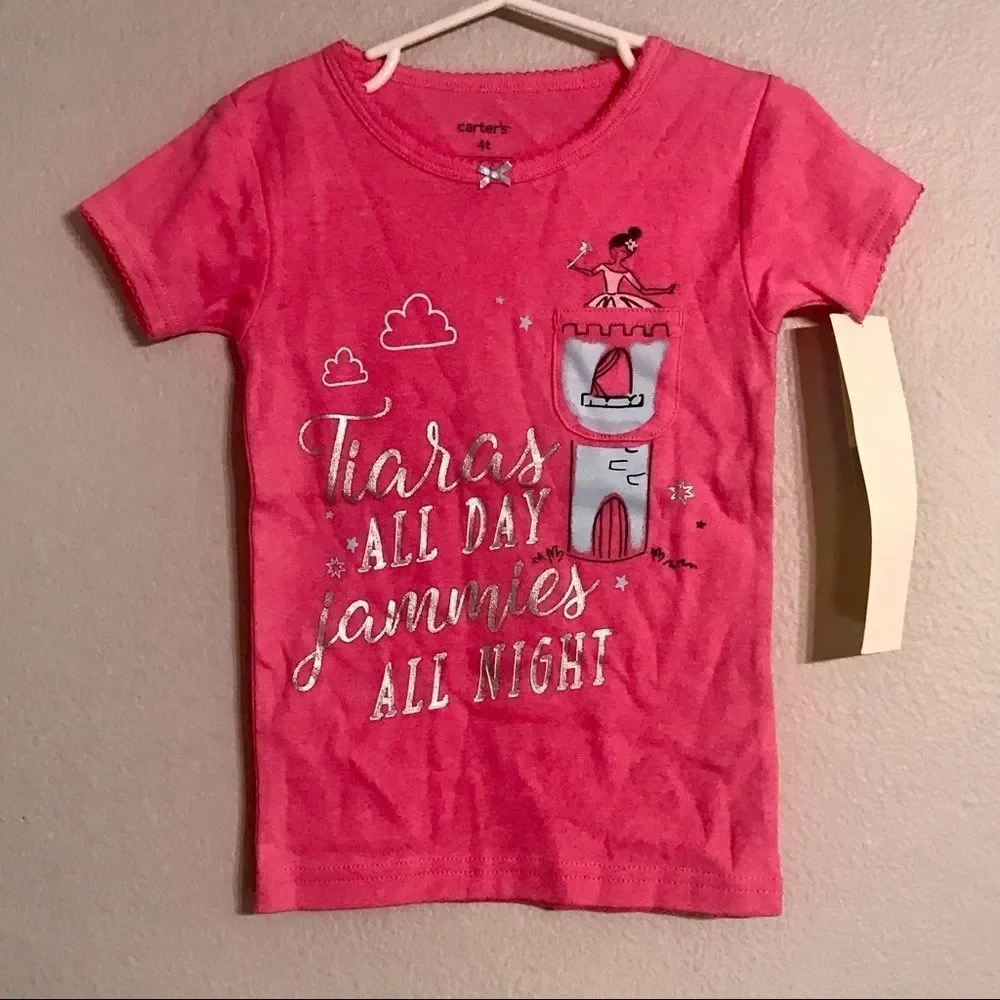 Carters Toddler Girls Short Sleeve Princess Pajama Top